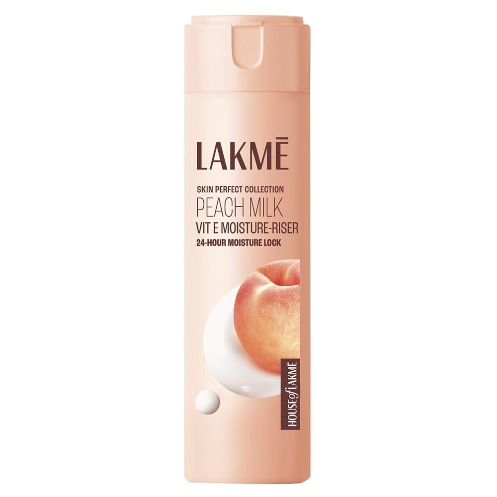 LAKMÉ Peach Milk, Light Weight Moisturizer, 120Ml Lotion, For Soft Glowing Skin, With Vitamin C, E & Peach Milk Extract, 12Hr Moisture Lock, Non-Oily, Non-Sticky Face Cream