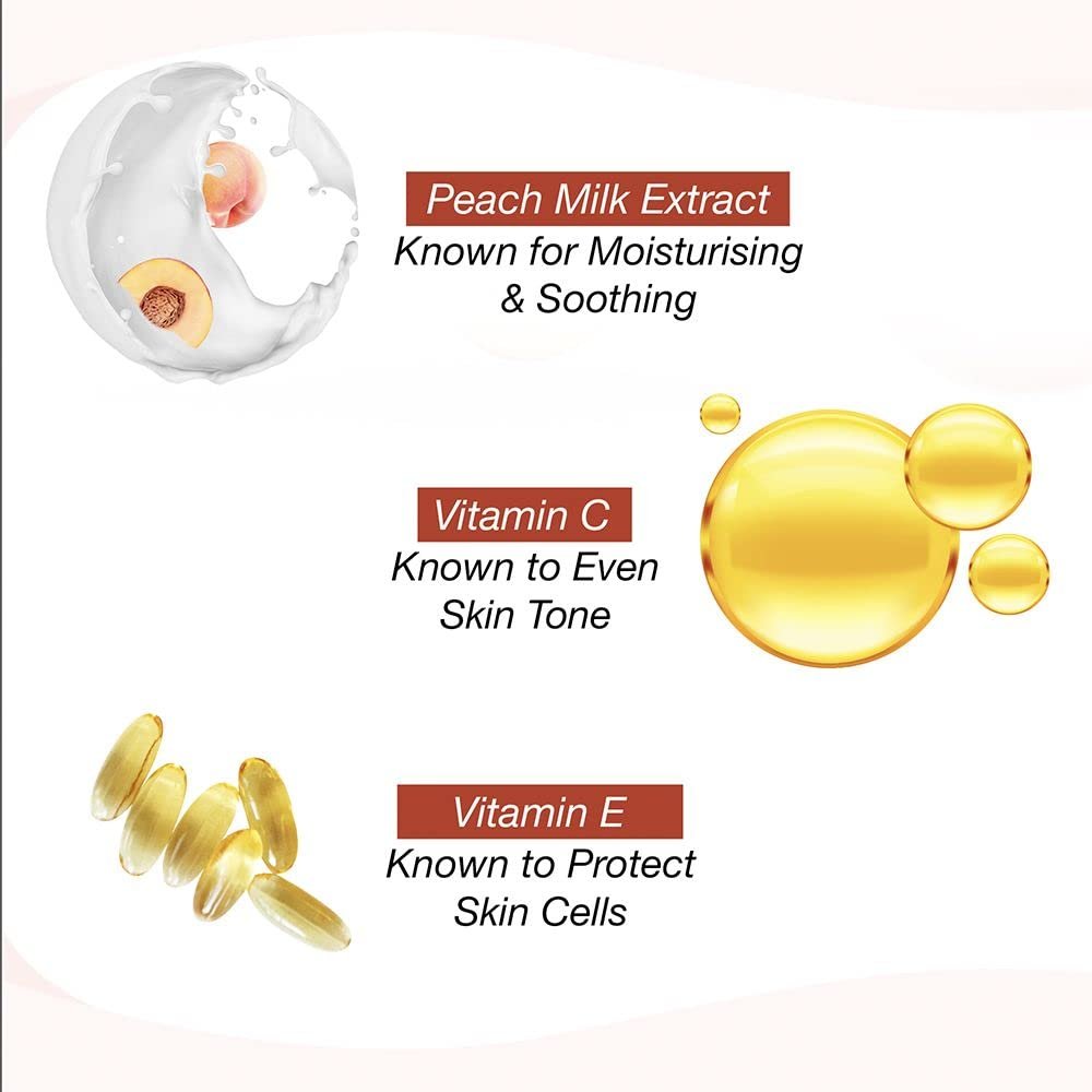 LAKMÉ Peach Milk, Light Weight Moisturizer, 120Ml Lotion, For Soft Glowing Skin, With Vitamin C, E & Peach Milk Extract, 12Hr Moisture Lock, Non-Oily, Non-Sticky Face Cream - Image 3