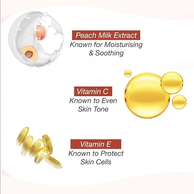 LAKMÉ Peach Milk, Light Weight Moisturizer, 120Ml Lotion, For Soft Glowing Skin, With Vitamin C, E & Peach Milk Extract, 12Hr Moisture Lock, Non-Oily, Non-Sticky Face Cream - Image 4