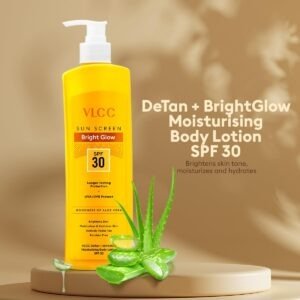 VLCC Bright Glow Sunscreen Body Lotion SPF 30 PA+++ | Brightens and Moisturises Skin. With Cocoa & Shea Butter, Aloe vera & Almond Oil.