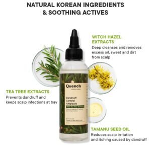 QUENCH Dandruff Control Hair Serum With Tea Tree Extracts | Treats Dandruff, Flakes & Greasy Scalp | Strengthens & Deeply Conditions | Made In Korea...