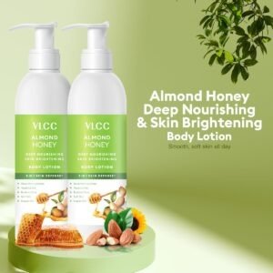 VLCC Almond Honey Deep Nourishing & Skin Brightening Body Lotion - 350ml + 350ml | Buy One Get One | Deep Nourishment, Glowing & Youthful Skin | With Almond Oil, Honey, Cocoa Butter & Aloe Vera.