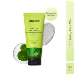 QUENCH BOTANICS Pore Clearing Exfoliating Face Wash with Cica & Kaolin Clay|Oily Skin Cleanser|Non-Drying|Gently Cleanses Makeup|For Clear, Spotless Skin| Made in Korea (100Ml)