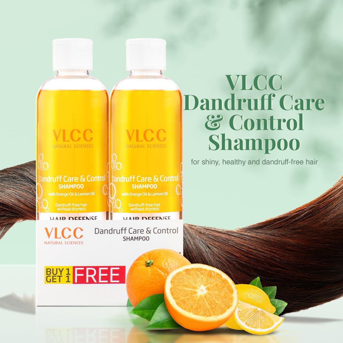 VLCC Dandruff Care & Control Shampoo - B1G1-350ml X 2 (700ml) | Anti-Dandruff Shampoo | Scalp Health, Deep Scalp Cleaning | With Orange & Lemon Oil.