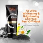 VLCC 7X Ultra Whitening & Brightening Charcoal Peel Off Mask - 100g | With Vitamin E, Rosewater, Lemon Peel Oil | Deep Cleansing, Removing Blackheads, Fade Dark Spots & Skin Nourishment.