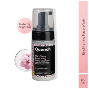 QUENCH BOTANICS Quench Brightening Foam Cleanser with Cherry Blossom Radiance | Korean Face Wash for Glowing Skin | Removes Makeup, Dirt & Impurities | Brightens Dull Skin | Made in Korea (100ml)