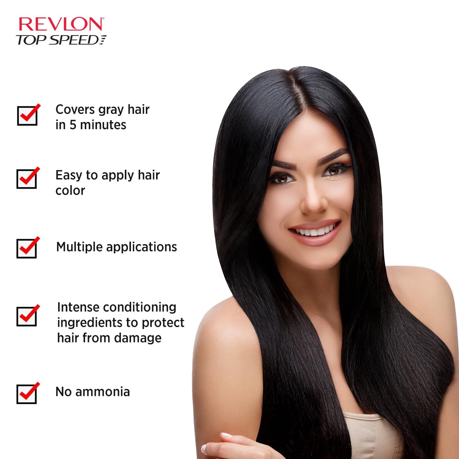Revlon Top Speed Hair Color for Women Natural Black | Ginseng Root Extract and Mother of Pearl | 100% Grey Coverage in 5 Minutes | Ammonia Free, Easy Application and Intense Conditioning - Image 5