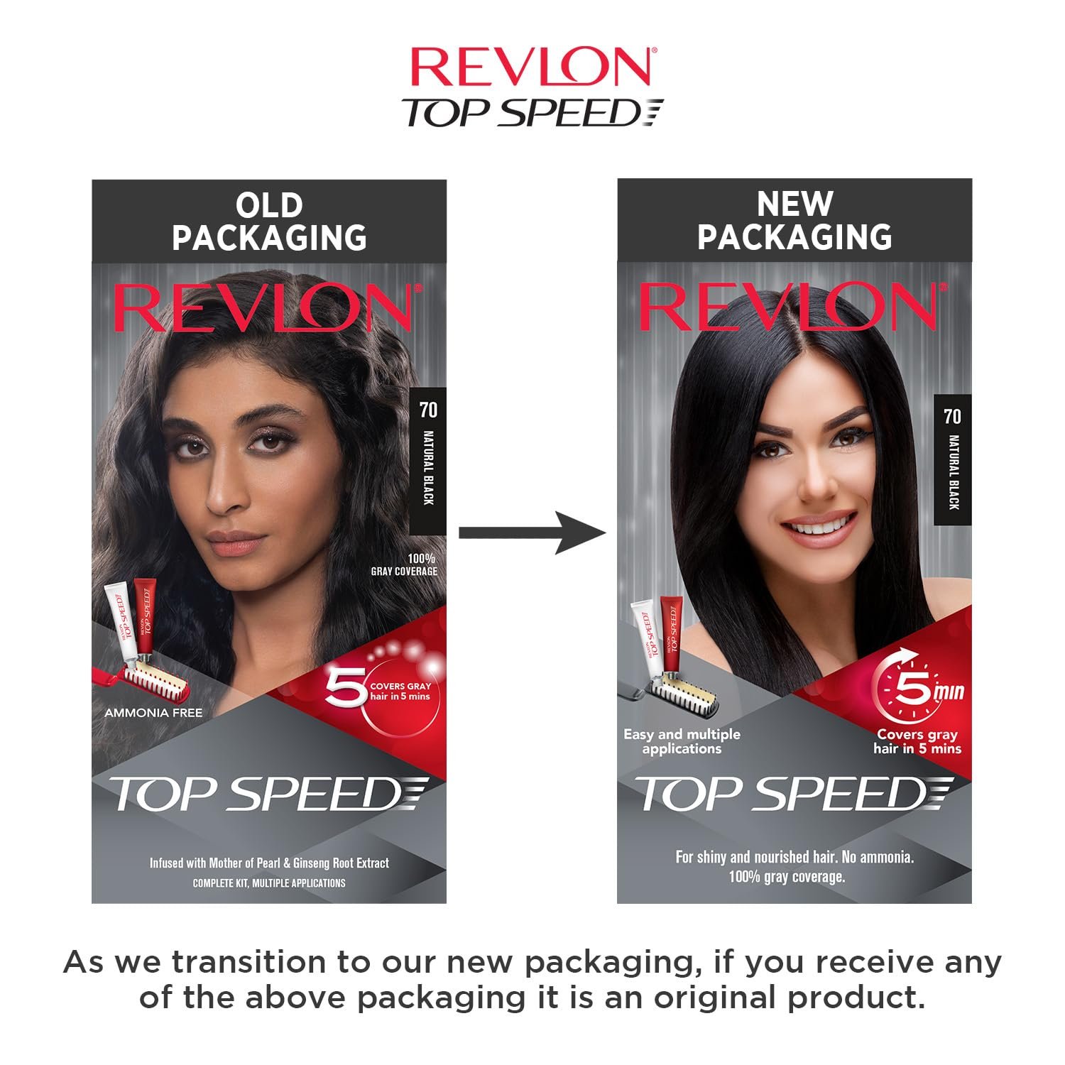 Revlon Top Speed Hair Color for Women Natural Black | Ginseng Root Extract and Mother of Pearl | 100% Grey Coverage in 5 Minutes | Ammonia Free, Easy Application and Intense Conditioning - Image 4
