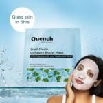 Quench Snail Mucin Korean Collagen Boost Mask with Niacinamide & Hyaluronic Acid for Glass Skin within 4 Hours | Korean Bio-Collagen Overnight Mask for Deep Hydration | Reduces Pigmentation, Wrinkles & Fine Lines (45g, 1 Piece)