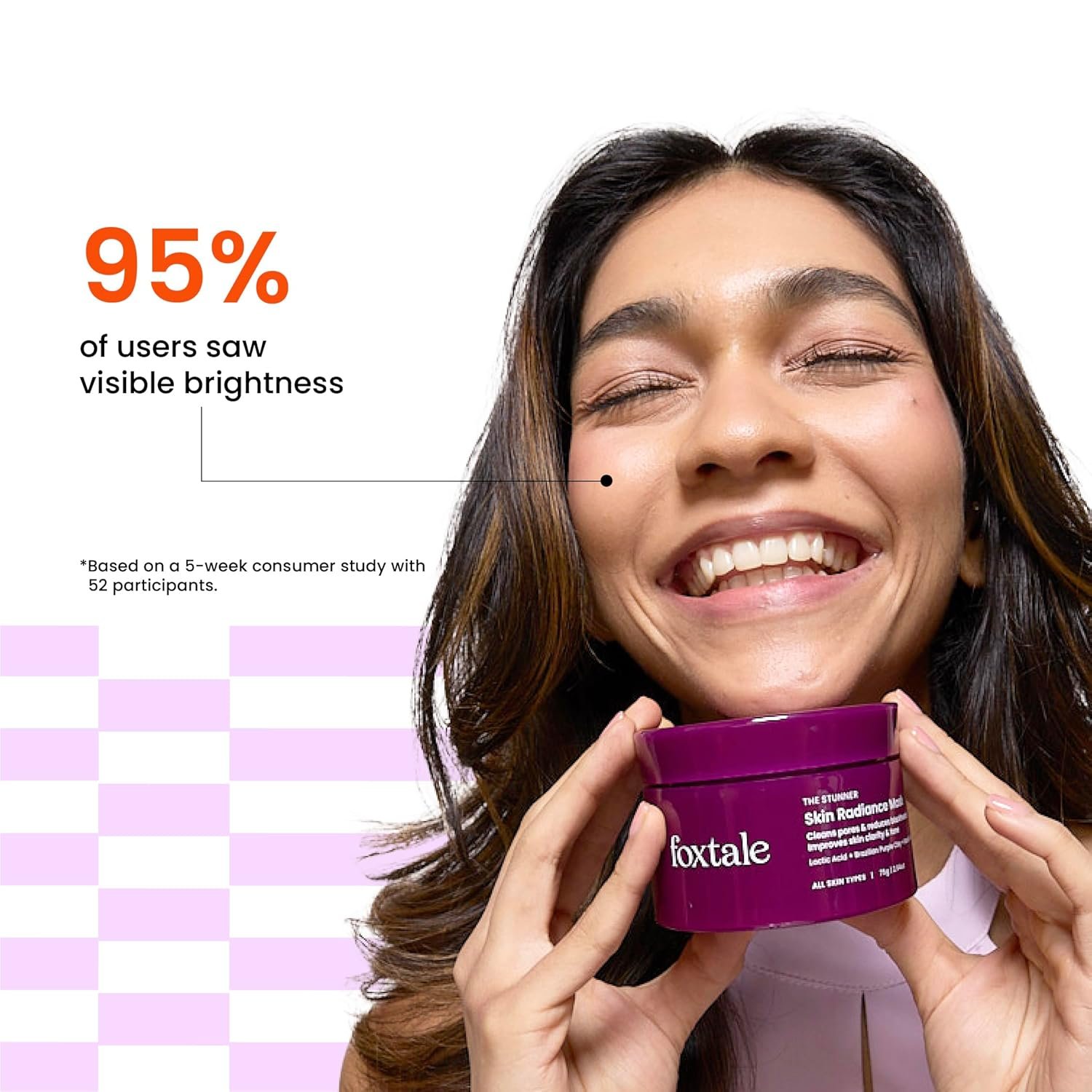 Foxtale De-Tan Face Mask for Glowing Skin| Clay Mask with Lactic Acid for Tan Removal, Reduction in Blackheads, Instant Brightening| New-Age Ubtan Face Pack for All Skin Types | Men & Women- 75g - Image 3