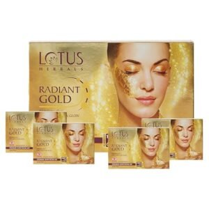 Lotus Herbals Lotus Radiant Gold Facial Kit For Instant Glow With 24K Pure Gold & Papaya ,4 Easy Steps 148G (4 Use)