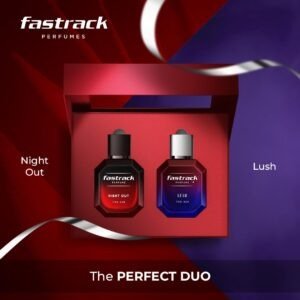 Fastrack Perfume | Gift Pack of Night Out & Lush ( 50 ml X 2) EDP| Perfume For Man & Woman|Best Gift Set For Couples |Gift for him & her |Unisex |Titan Premium Perfumes |Long Lasting Fragrance| Floral & Woody| Eau De Parfum