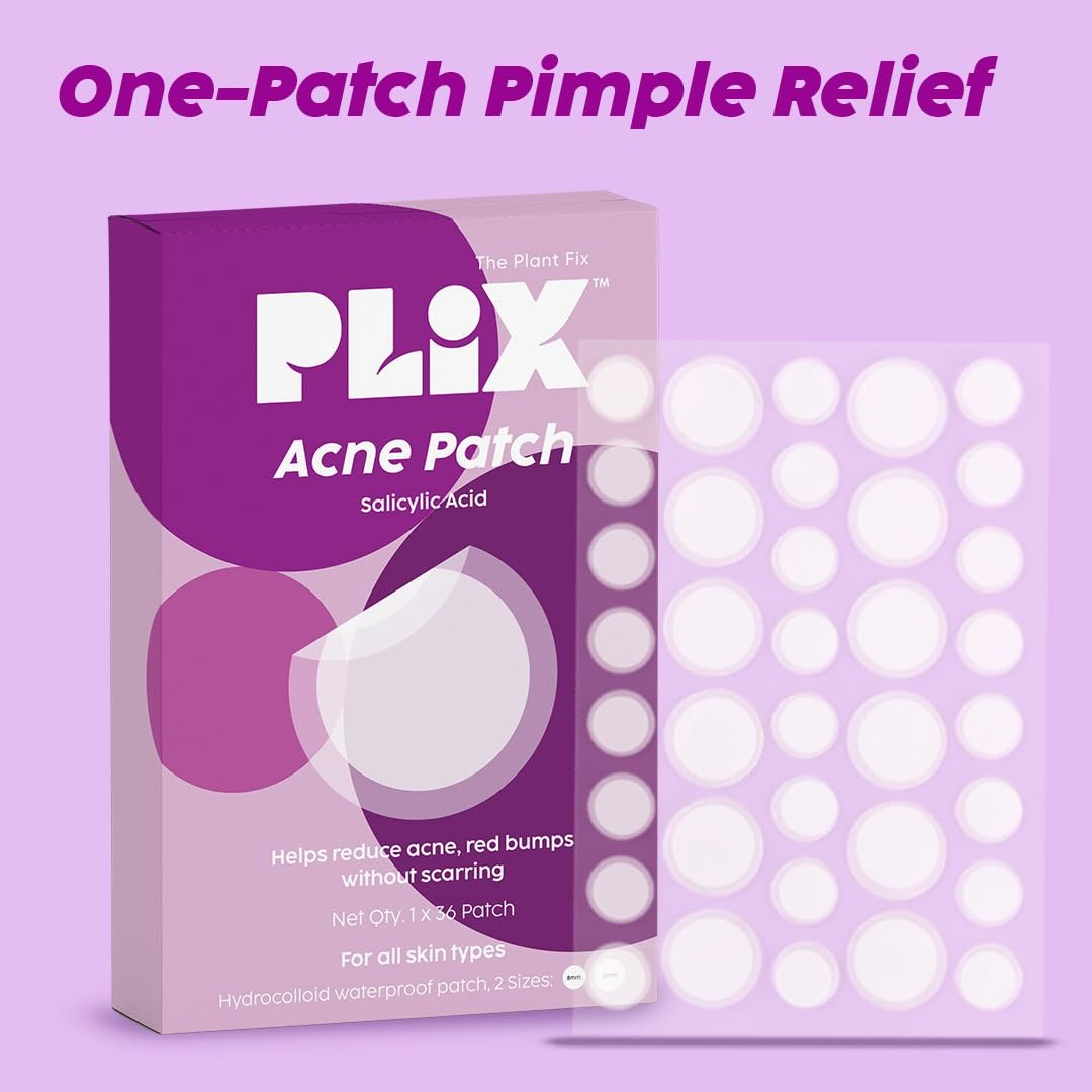 PLIX - THE PLANT FIX Acne Patch Transparent, Waterproof with 0.5% Salicylic Acid | Ultra-thin with 100% Hydrocolloid | For Pimple Skin | 2 Sizes |36 patches - Image 3