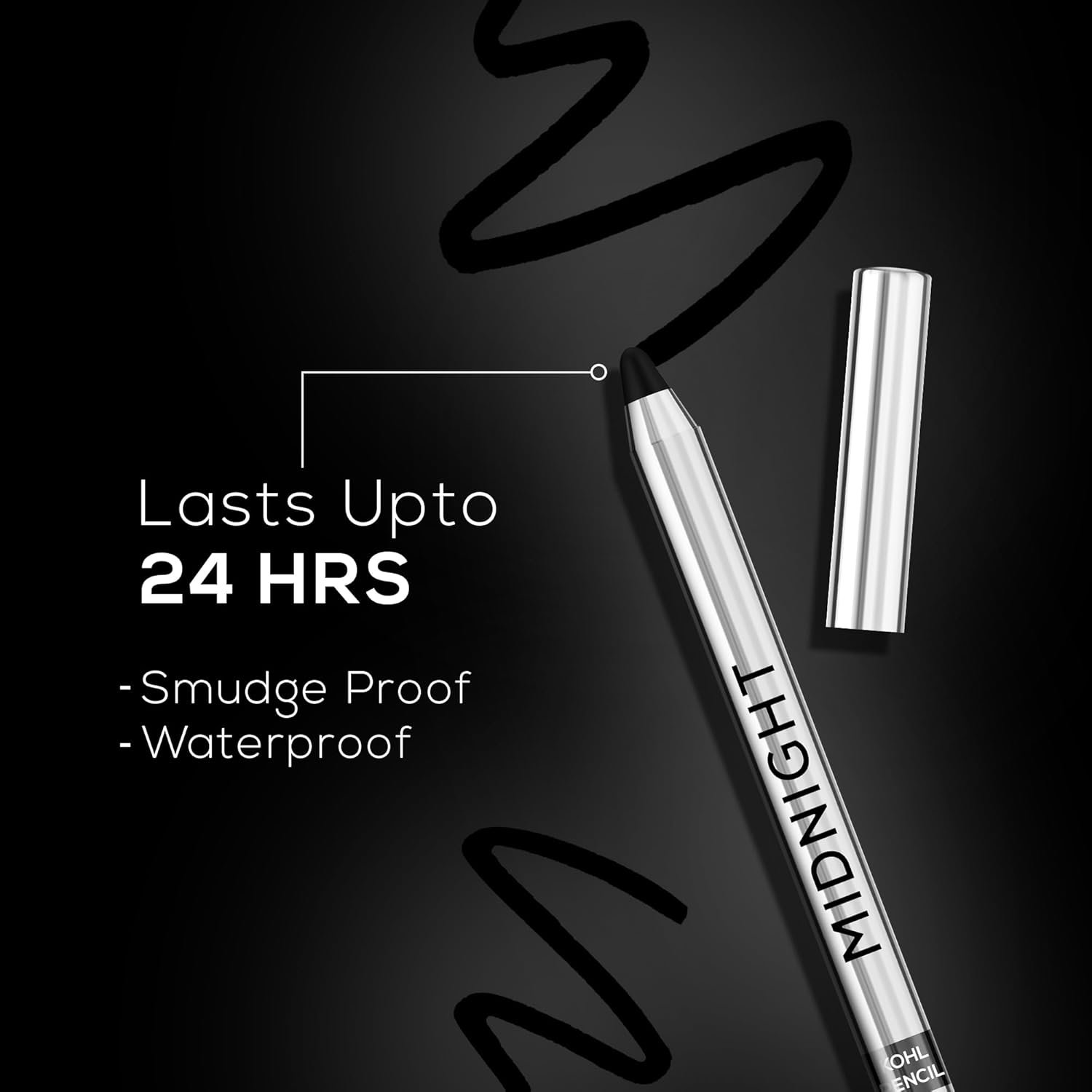 RENEE Midnight Kohl Kajal Pencil | Waterproof, Smudgeproof With Sharpener | 24 Hours Long Stay | Darkest Black | One Swipe Application | Vitamin E, Olive Oil and Castor Oil | Matte Finish |1.5 Gm - Image 6