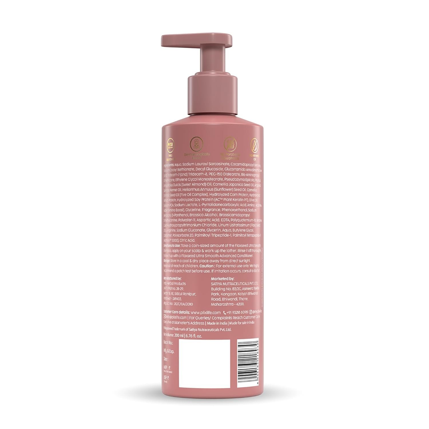 PLIX - THE PLANT FIX Flaxseed Ultrasmooth Advanced Shampoo | Plant Keratin PF & Flaxseed Oil | For Smooth & Shiny Hair | Paraben & Sulphate Free | For Men & Women | 200ml - Image 3