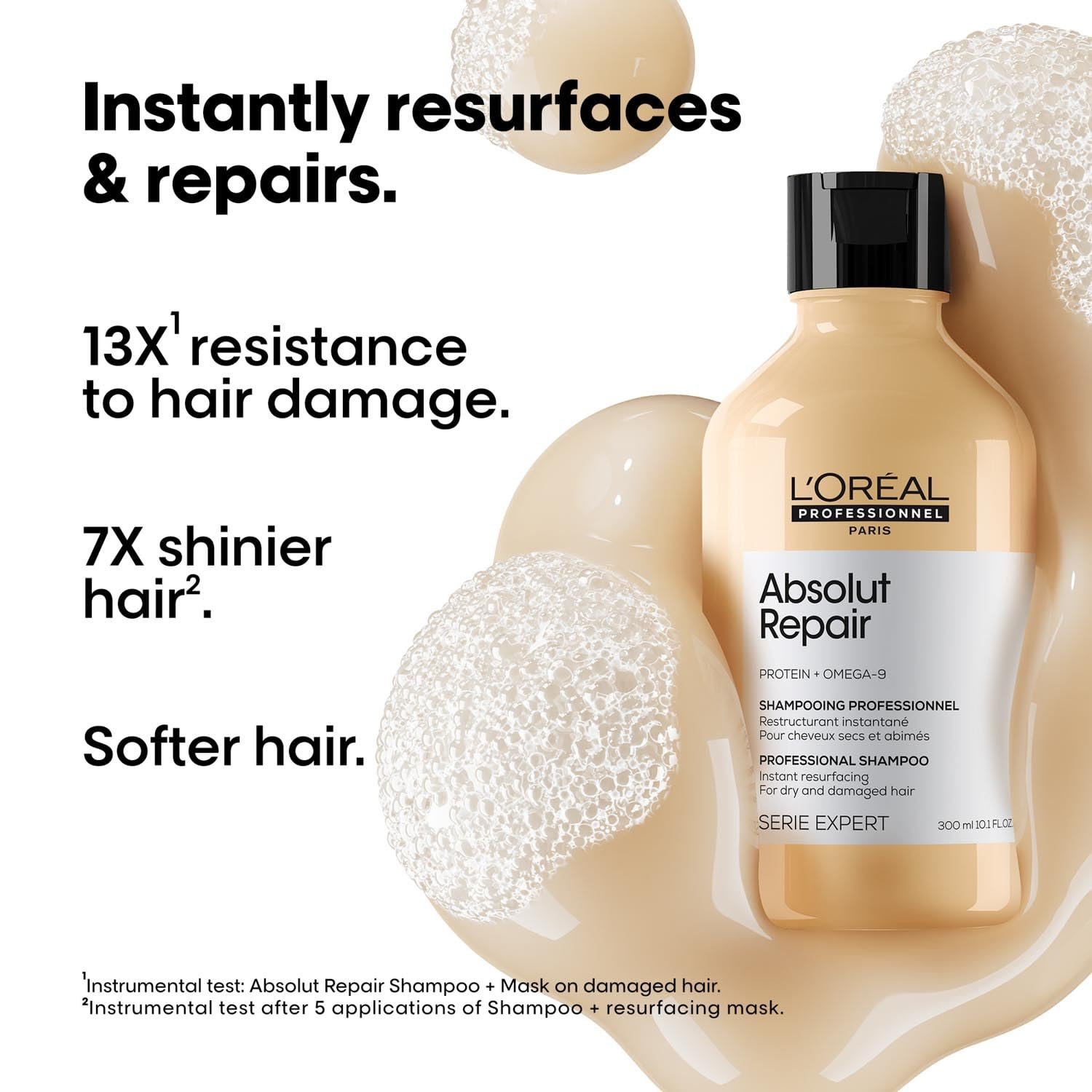 L'Oréal Professionnel Absolut Repair Shampoo for Dry & Damaged Hair - 300ml | Professional shampoo for Strengthening and Repairing Hair, With Protein & Omega-9, For Men & Women - Image 7