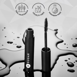 SUGAR Cosmetics Uptown Curl Lengthening Mascara | Lasts Upto 8 hrs | Lightweight and Smudgeproof With Lash Growth Formula - 01 Black Beauty - 5ml