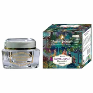 Passion Indulge Kumkumadi Hydragel Moisturizer For Face with SPF 15 – Ayurvedic Gel with Saffron, Vetiver essential Oil &16 Herbs | Hydrating,Radiance-Enhancing & Skin Firming | All Skin Types – 50g