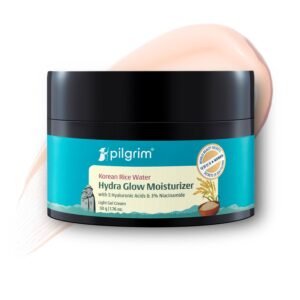 Pilgrim Korean Rice Water Hydra Glow Moisturizer 50Gm with 5 Hyaluronic Acids, 3% Niacinamide, 5 Ceramides | 5x Hydration & Instant Glass Skin | Oil-Free, Lightweight Gel | All SkinTypes