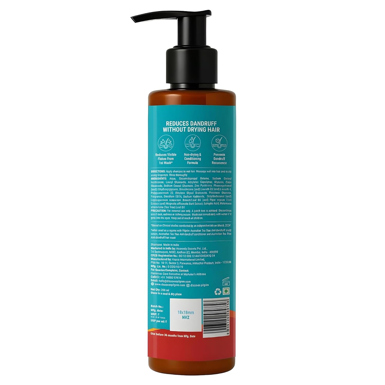 Pilgrim Australian Tea Tree Non-Drying Anti-Dandruff Shampoo 200 ml | Removes Dandruff from Source | Helps with Itching, Irritation | Strong & Smooth Hair | For Men & Women - Image 3