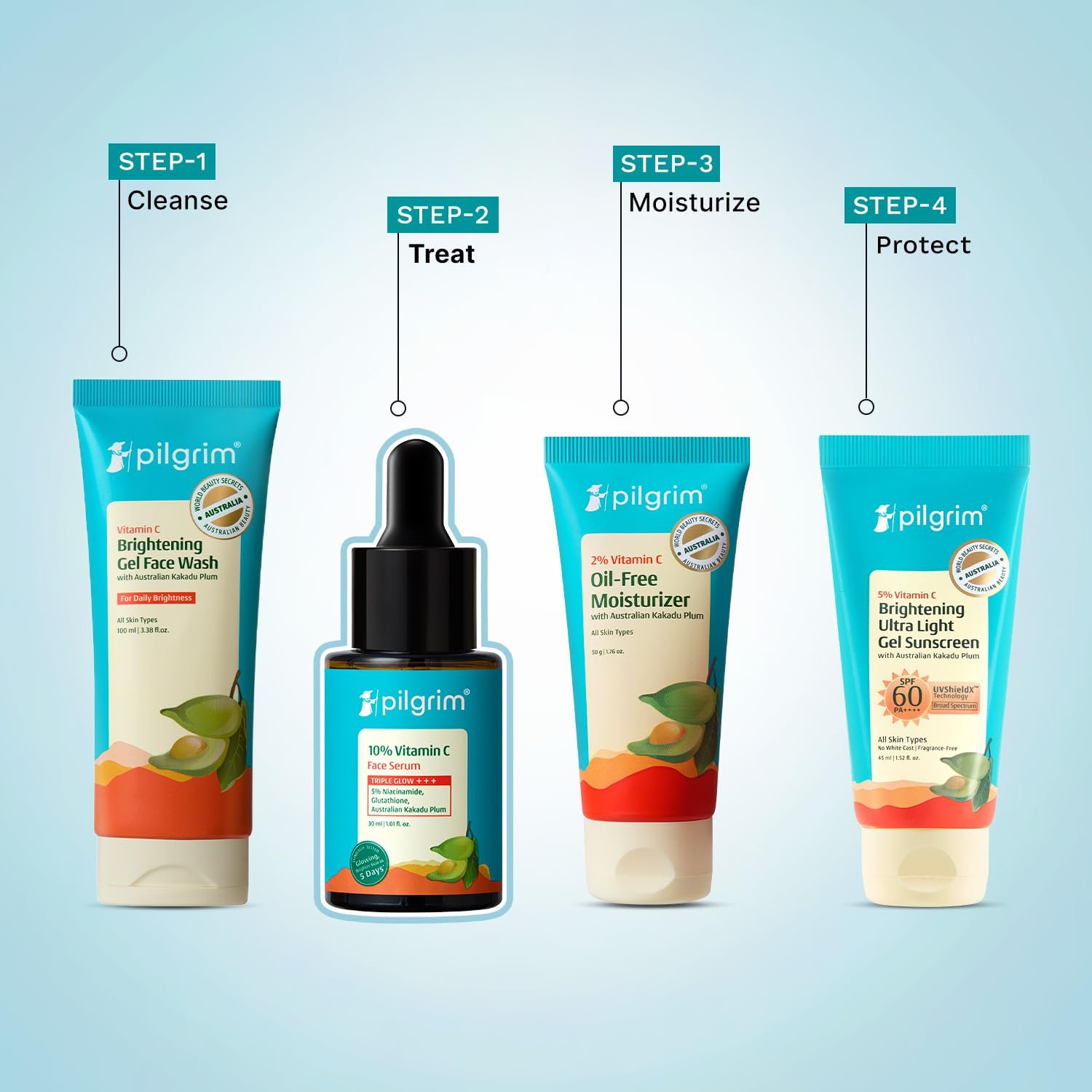 Pilgrim 10% Vitamin C Serum 30ml for Glowing Skin|With 5% Niacinamide, Hyaluronic & Glycolic Acid|Fades Dark Spots, Pigmentation|For All, Oily, Combination, Normal Skin |Beginner Friendly - Men, Women - Image 7