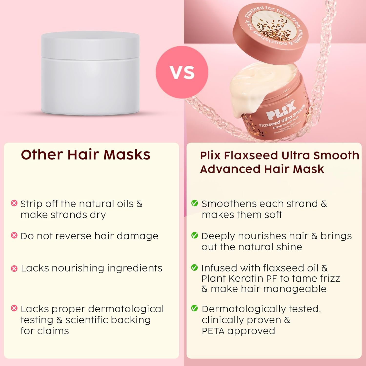 PLIX THE PLANT FIX Flaxseed Keratin Smoothening Mask for Deep Nourishment & Salon-Like Shine | Plant Keratin PF | Flaxseed Oil | Softer, Smoother Hair | For Men & Women - Image 9