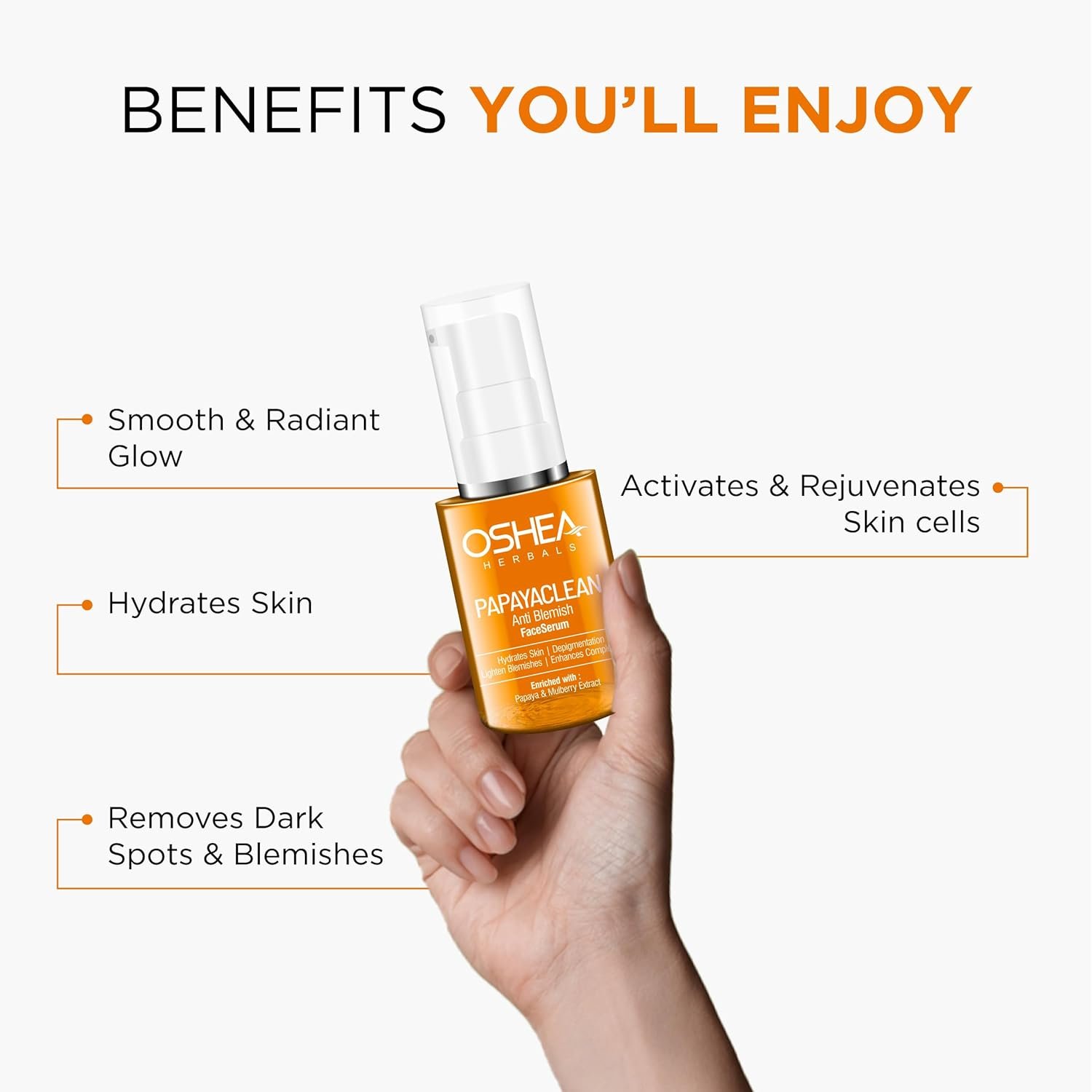 Oshea Papayaclean Anti Blemish Face Serum for Men & Women | Lightens Blemishes & Pigmentation | Boosts Natural Glow & Hydrates Skin | Enriched with Papaya & Mulberry Extract | All Skin Types 30ml - Image 5