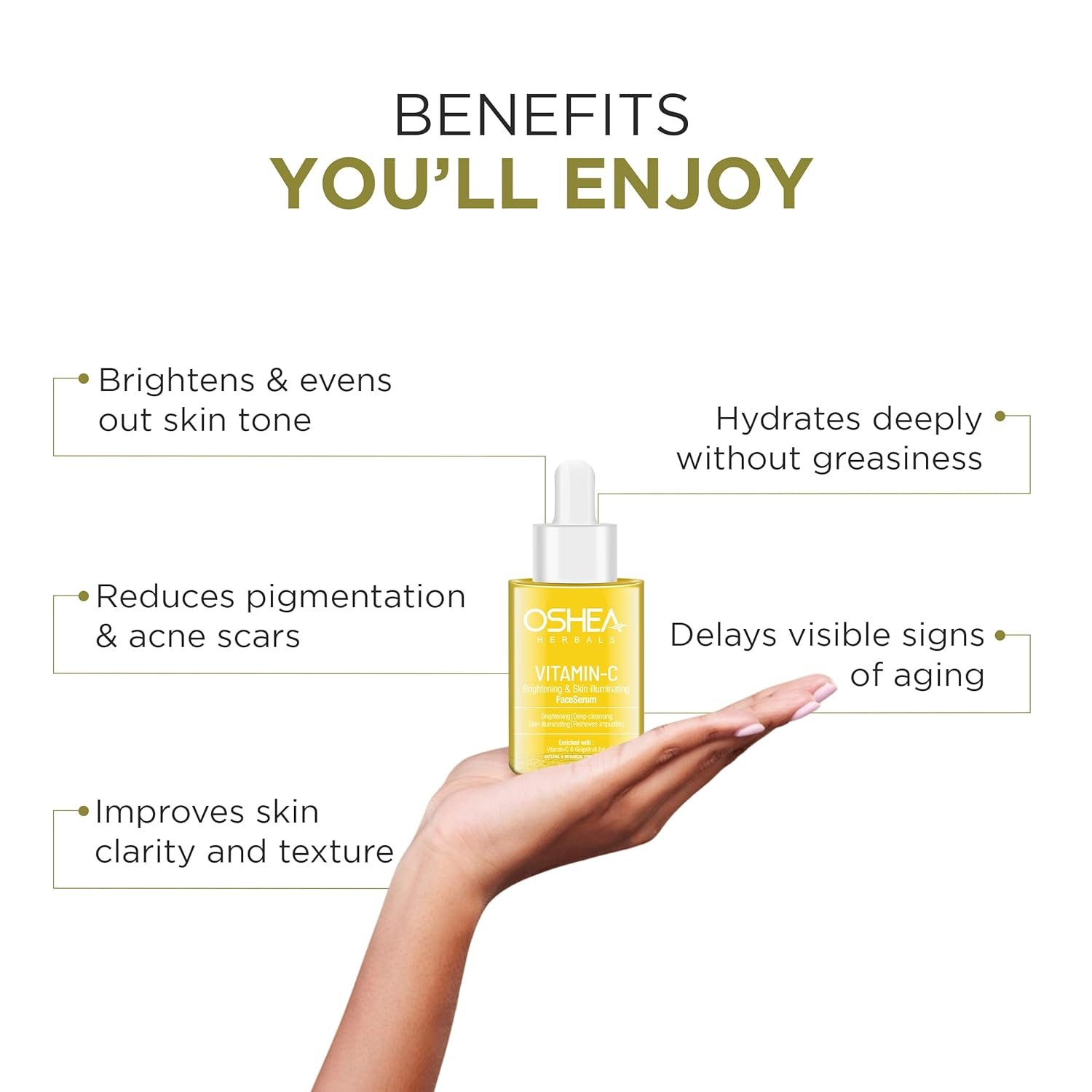 Oshea Skin Illuminating Face Serum for Men & Women | Reduces Pigmentation & Signs of Ageing | Hydrates & Evens Skin Tone | Enriched with Vitamin C & Grapefruit Extract | All Skin Types 30ml - Image 5