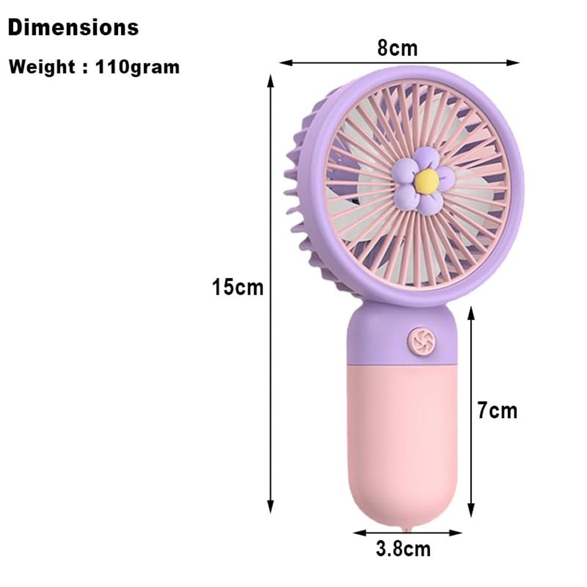 Portable Rechargeable Mini Fan | 400mAh USB Handheld Small Fan with 3 Speed Modes | Silent Personal Cooling Fan for Travel, Office, Makeup, Kitchen & Outdoor Use - Image 7