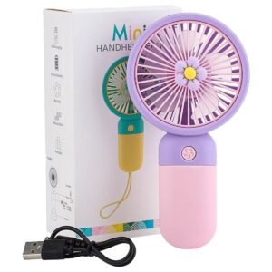 Portable Rechargeable Mini Fan | 400mAh USB Handheld Small Fan with 3 Speed Modes | Silent Personal Cooling Fan for Travel, Office, Makeup, Kitchen & Outdoor Use
