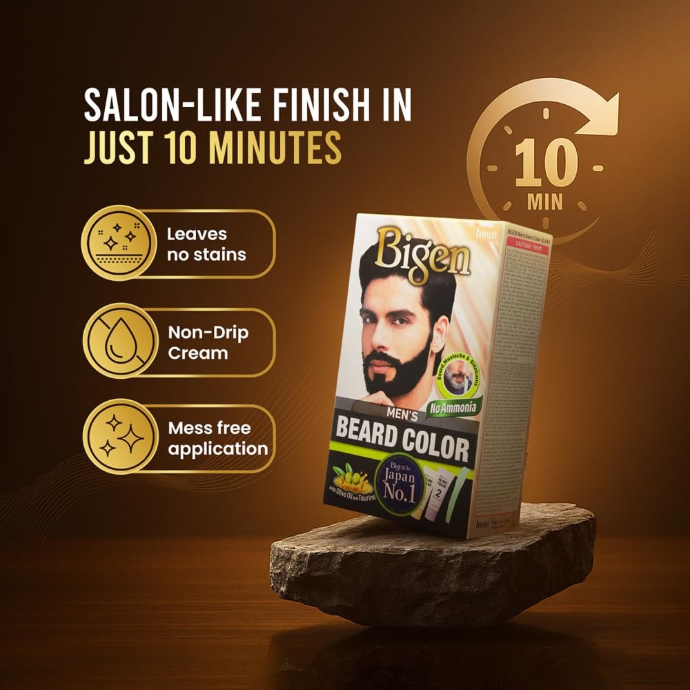 Bigen Men's Beard Color, 40g - Brownish Black B102 - Image 5