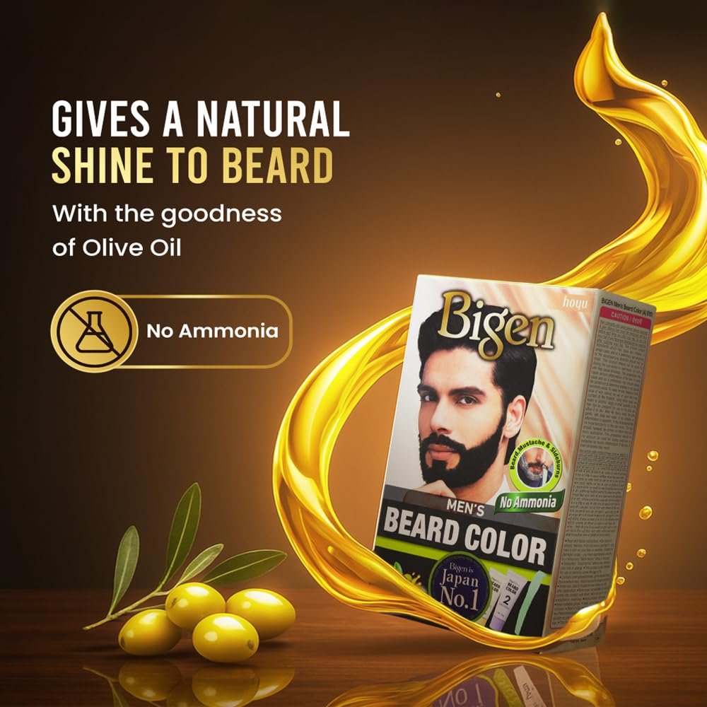 Bigen Men's Beard Color, 40g - Brownish Black B102 - Image 3