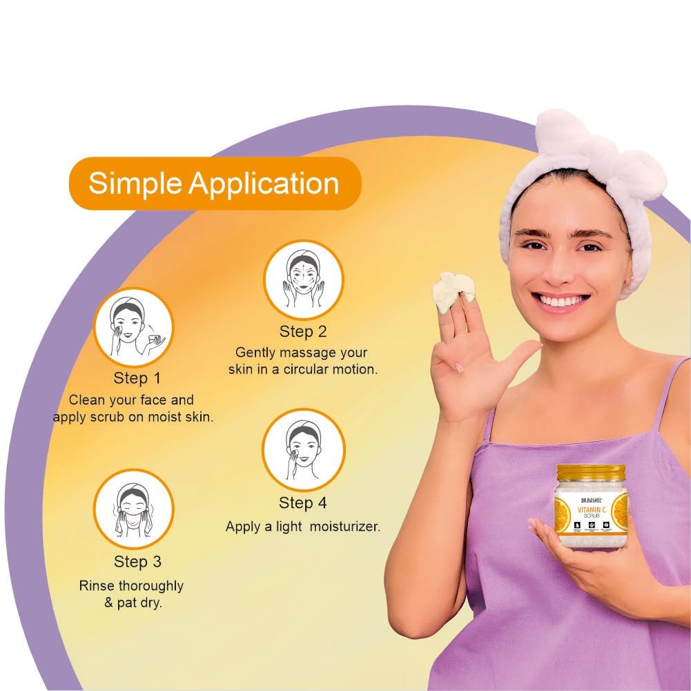 DR.RASHEL Exfoliator For Face & Body (Vitamin C Scrub, 380 ML) | All Skin |Deep Exfoliation | Dead Skin Remover| Tan Removal | Blackhead Remover - Image 4