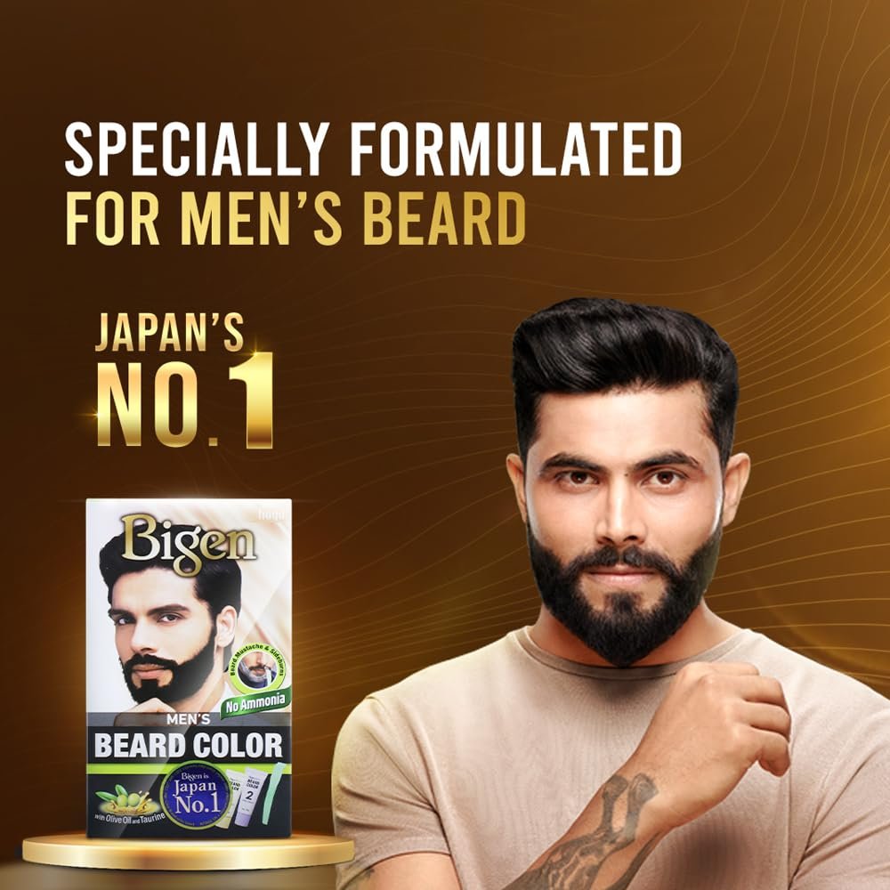 Bigen Men's Beard Color, 40g - Brownish Black B102 - Image 4