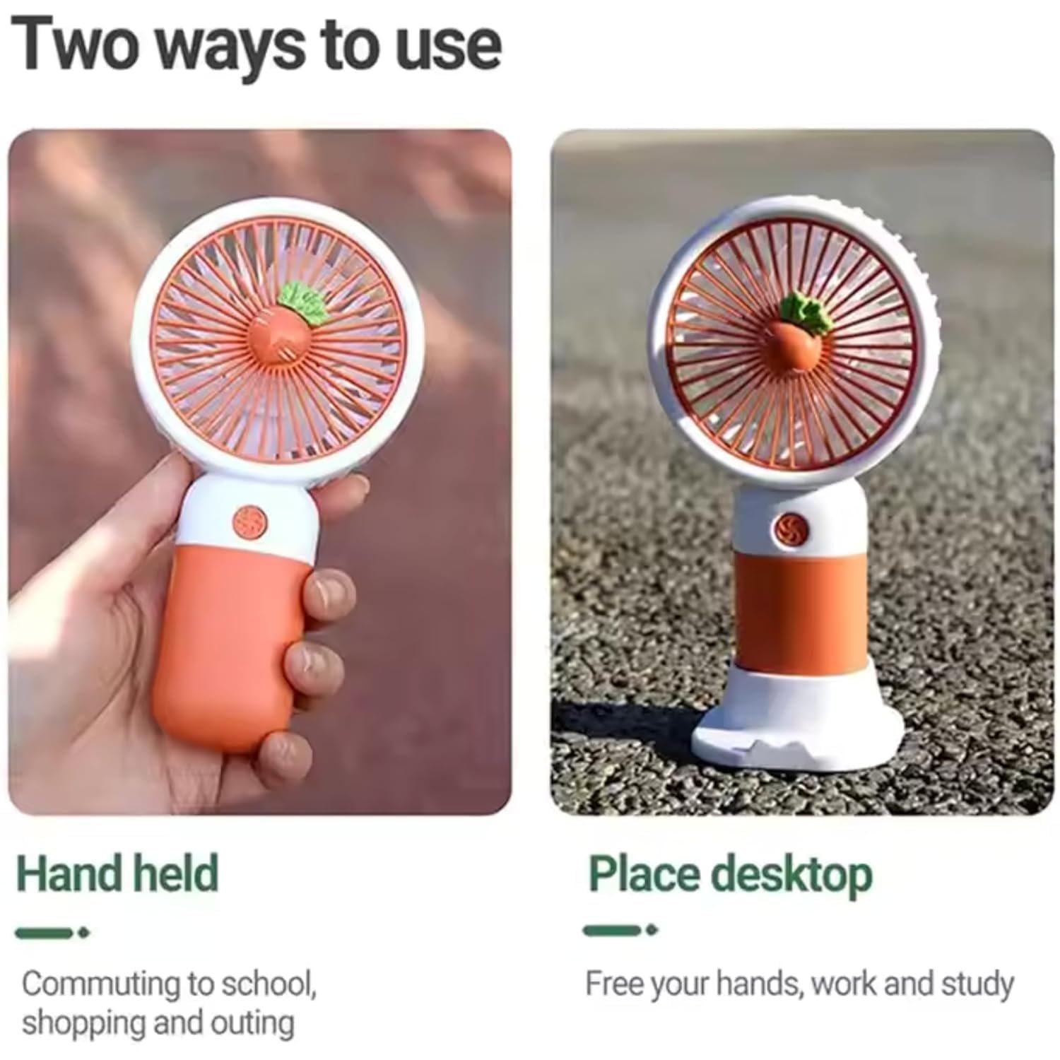 Portable Rechargeable Mini Fan | 400mAh USB Handheld Small Fan with 3 Speed Modes | Silent Personal Cooling Fan for Travel, Office, Makeup, Kitchen & Outdoor Use - Image 2