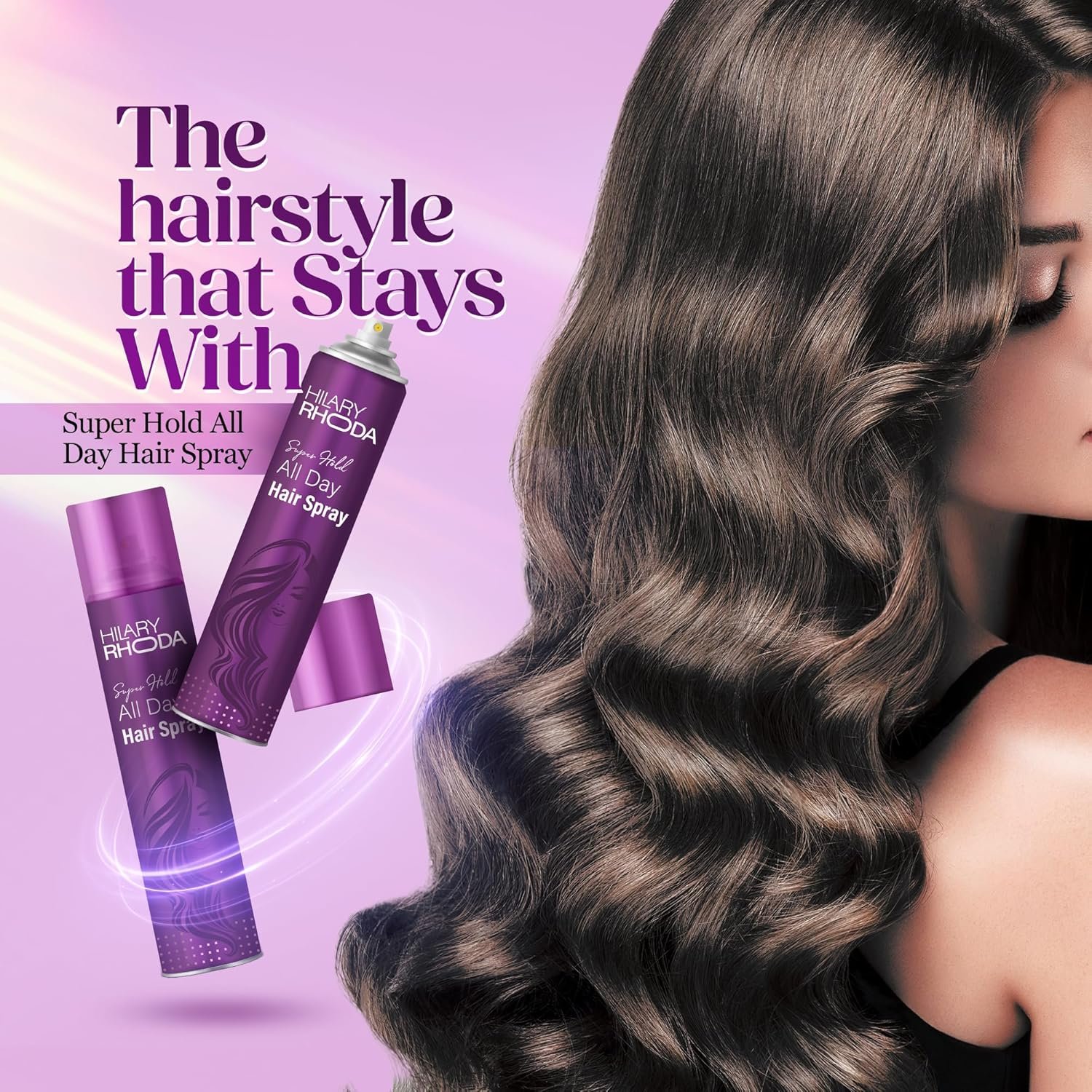Hilary Rhoda Super Hold All Day Hair Spray | Lasts All Day Long & Ultra Strong Hold | No Residue & Sweat-Proof Hair Spray | 420ml (Pack of 1) - Image 6
