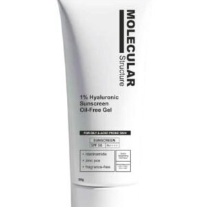 Molecular Structure 1% Hyaluronic Sunscreen Oil-Free Gel, SPF 50 PA++++, with Niacinamide & Zinc PCA, Fragrance-Free, 50g
