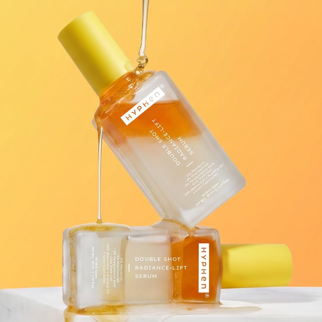 Hyphen 18% Brightening + 20% Collagen Face Serum | Double Shot Serum with 11% Mandarin 5% Niacinamide 2% PGA & Bakuchiol | Summer Skincare | Brightening, Hydrating & Collagen Boost for Dry Skin - 50ml - Image 9