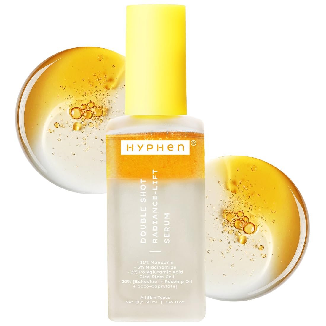 Hyphen 18% Brightening + 20% Collagen Face Serum | Double Shot Serum with 11% Mandarin 5% Niacinamide 2% PGA & Bakuchiol | Summer Skincare | Brightening, Hydrating & Collagen Boost for Dry Skin - 50ml - Image 6