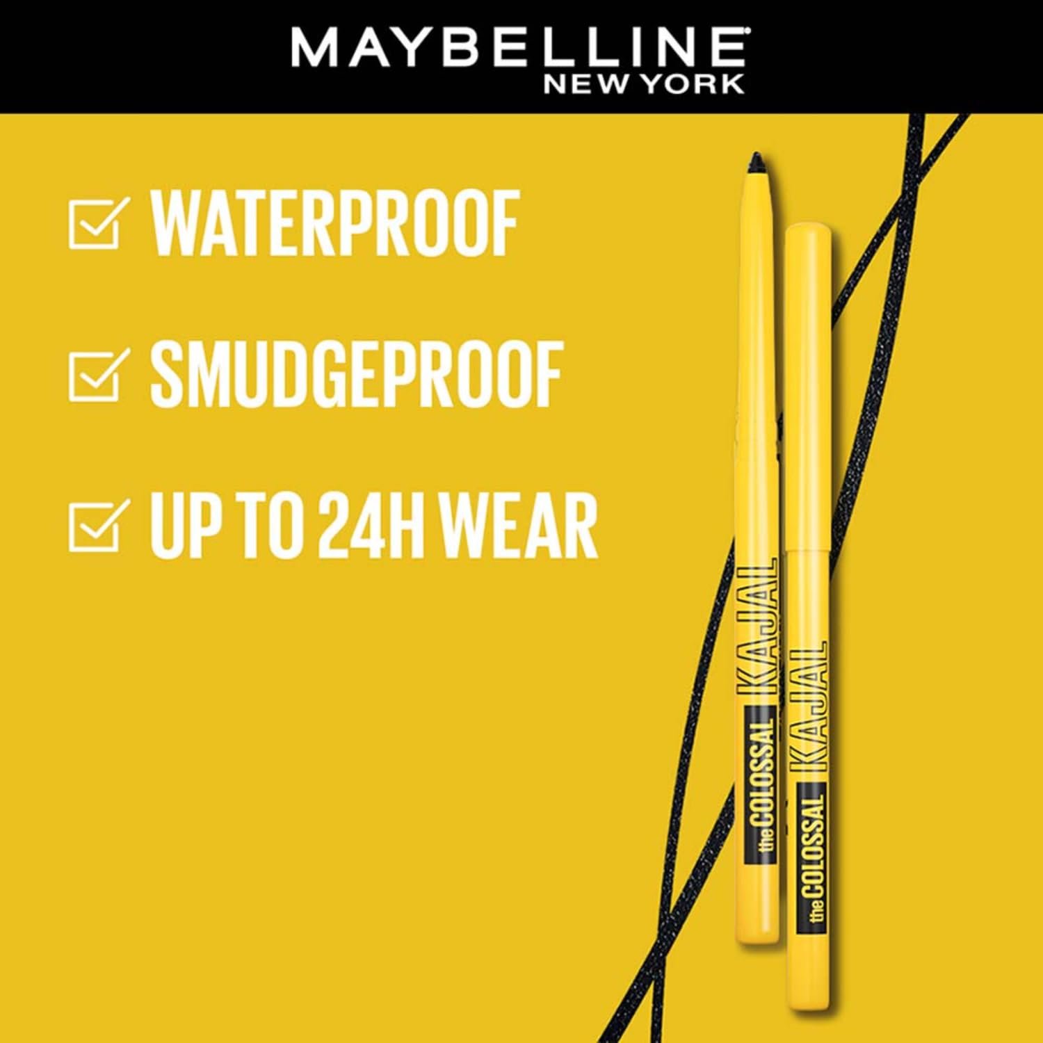 Maybelline The Colossal Kajal Eyeliner Pencil Black, Matte Finish - Image 5