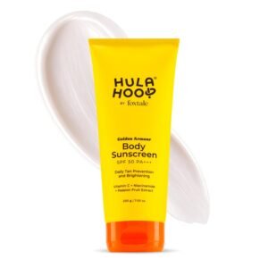 Hula Hoop Body Sunscreen SPF 50 PA+++ by Foxtale | Vitamin C + Niacinamide + Passion Fruit Extract | Daily Tan Prevention & Brightening | 200g