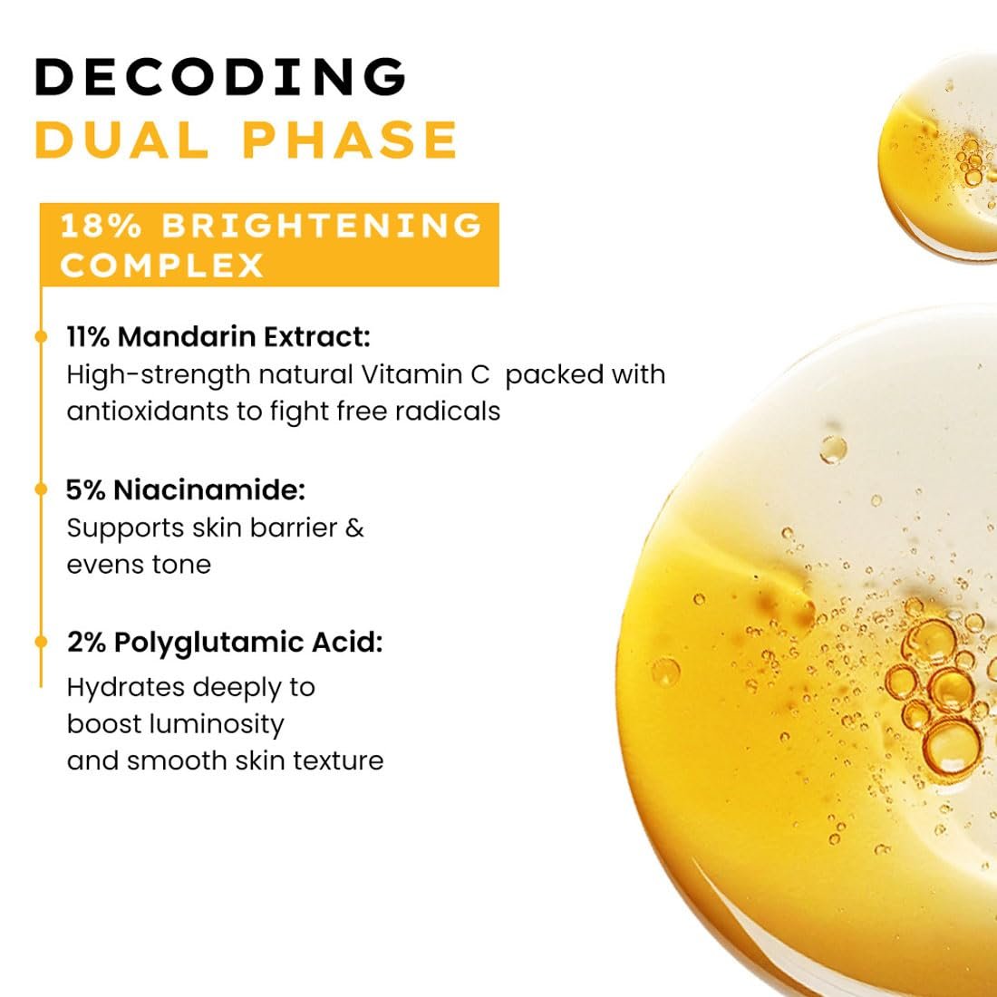 Hyphen 18% Brightening + 20% Collagen Face Serum | Double Shot Serum with 11% Mandarin 5% Niacinamide 2% PGA & Bakuchiol | Summer Skincare | Brightening, Hydrating & Collagen Boost for Dry Skin - 50ml - Image 10