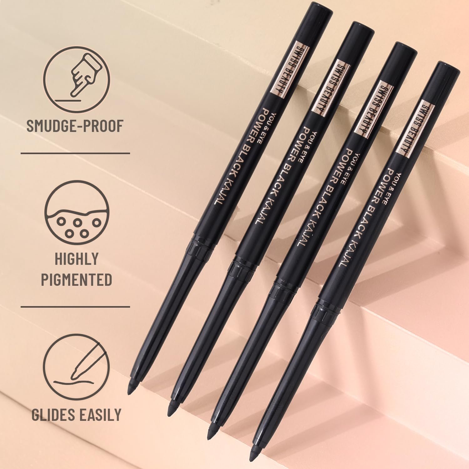 SWISS BEAUTY You & Eye Power Black Pencil Kajal | Waterproof & Smudge-Proof | 24 Hour Stay | Matte Finish Black Kajal | 0.30gm - Image 6