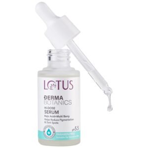 Lotus Dermabotanics Kojic Acid + Multi Berry Hi-Dose Serum | Reduces Pigmentation & Dark Spots | Calms Redness | Made With Dermatologists | pH 5.5 | Non-Irritating | Suitable For Sensitive Skin | For women & Men | 28ml